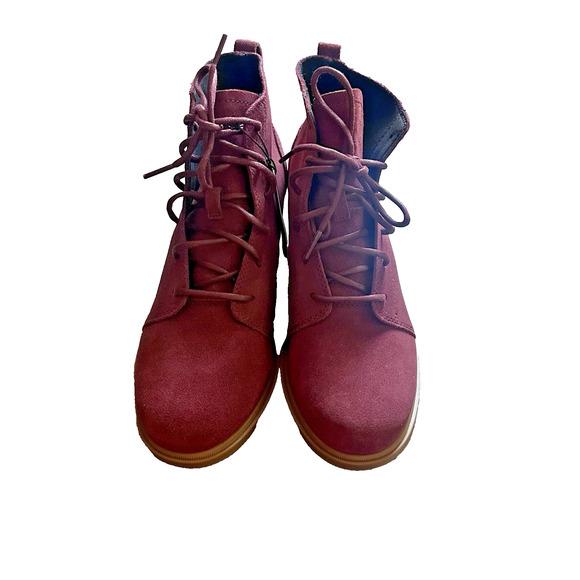 NWT Sorel Evie II Lace Waterproof Suede Wedge Bootie Women’s Sz10 Quiet Luxury - Picture 3 of 8